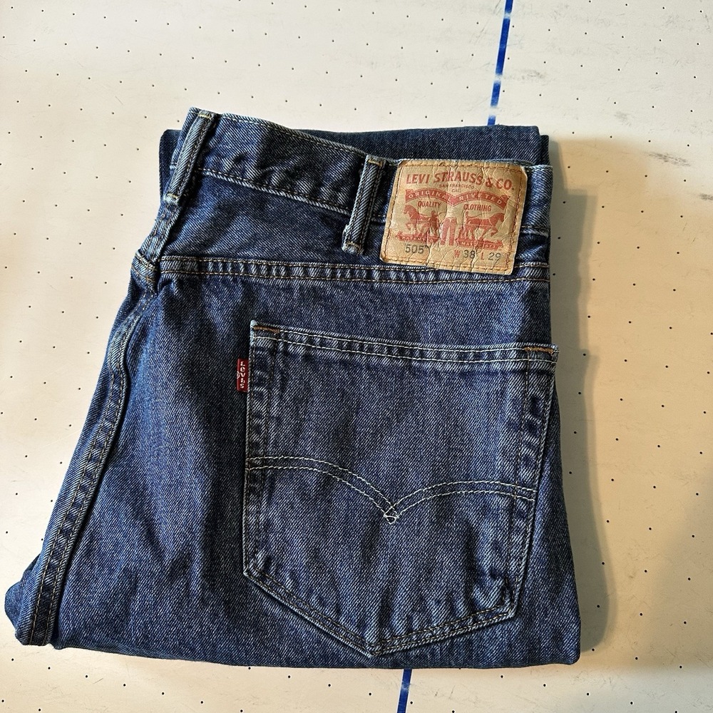Levi's 505 Regular Fit Jeans Mens 38x29 Blue Denim Straight Leg Cotton USA